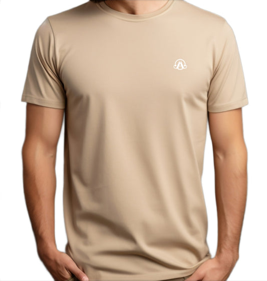 Auraska Men Premium Relaxed Fit Beige Cotton T-Shirt