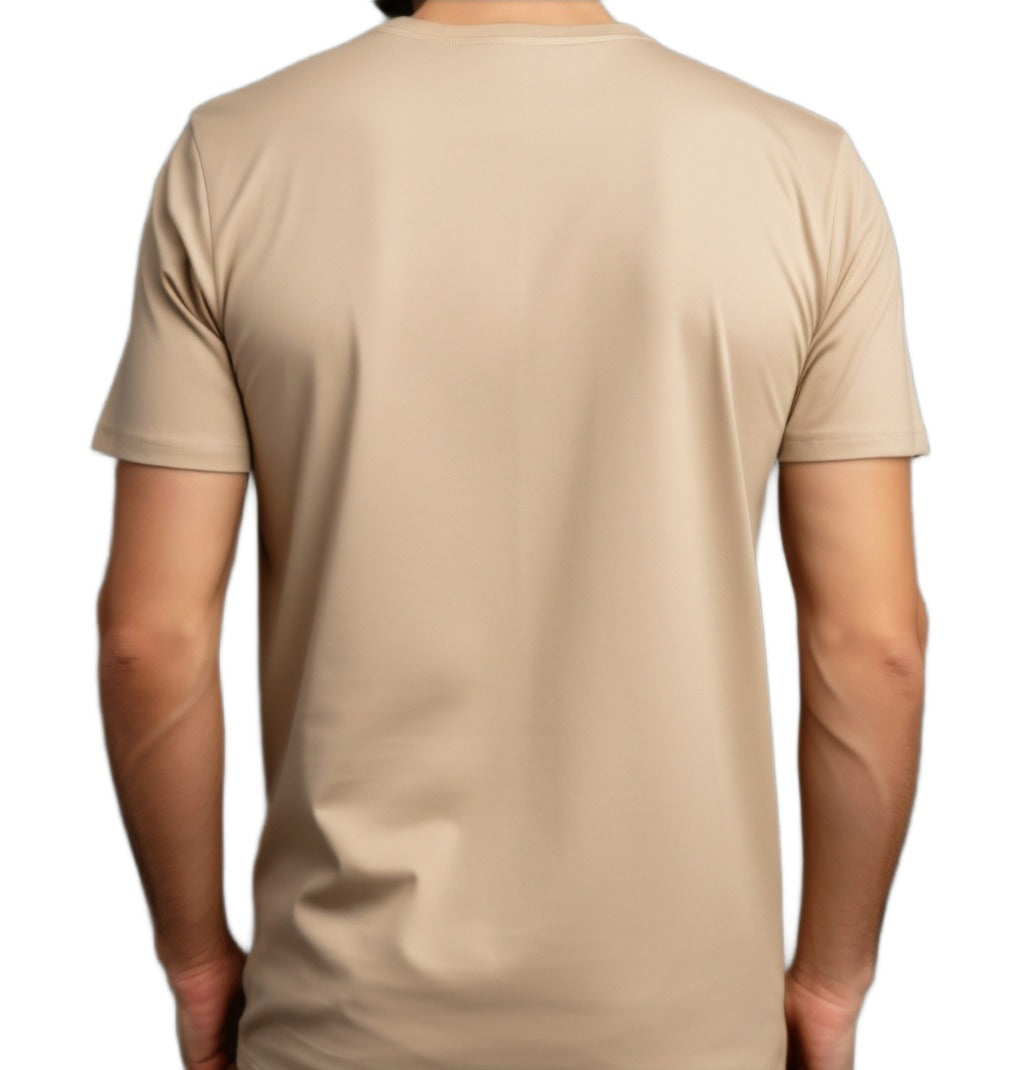 Auraska Men Premium Relaxed Fit Beige Cotton T-Shirt