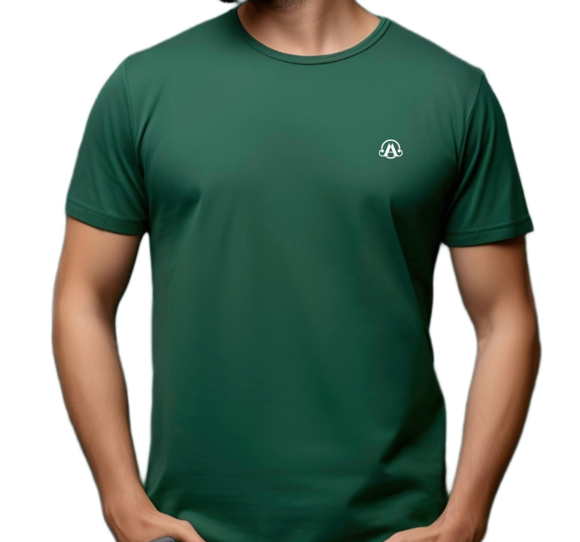 Auraska Men Premium Relaxed Fit Green Cotton T-Shirt