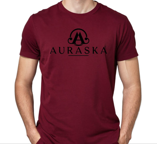 Auraska Maroon HD Reflective Brand Logo Printed T-Shirt