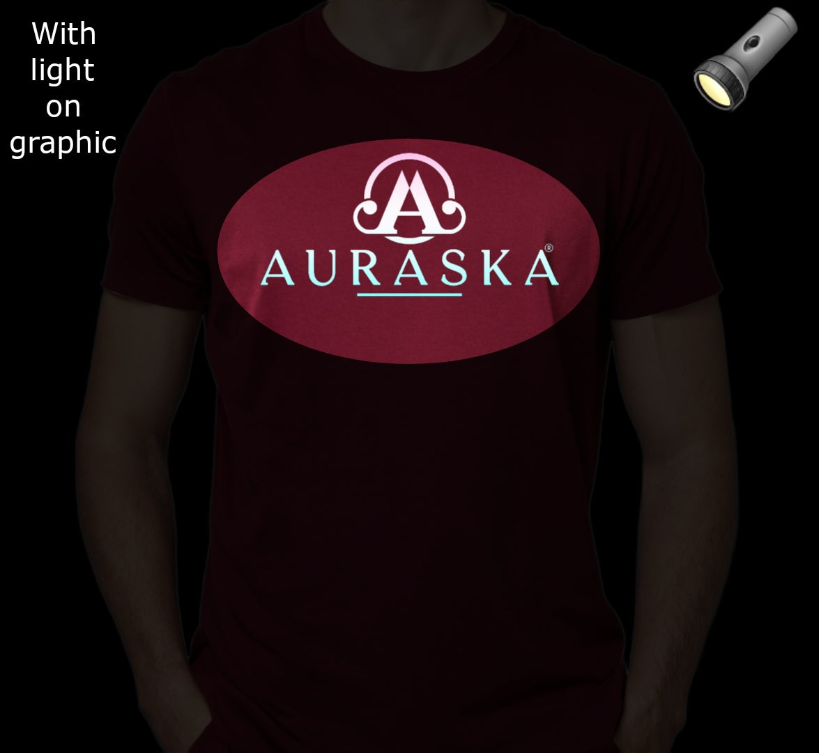 Auraska Maroon HD Reflective Brand Logo Printed T-Shirt