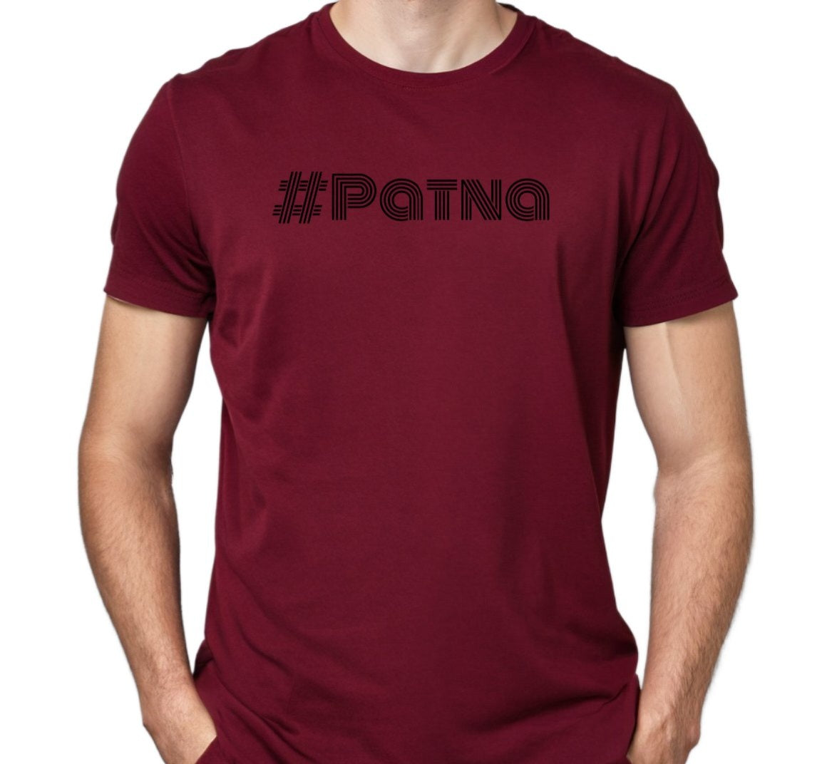 Auraska Maroon HD Reflective #PATNA Printed T-Shirt