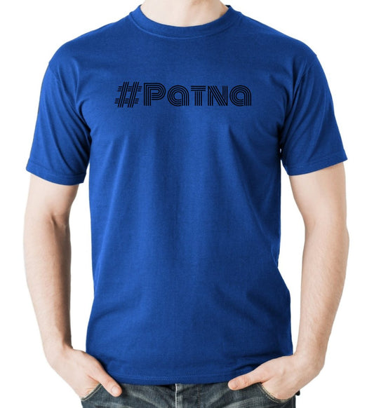 Auraska Royal Blue HD Reflective #PATNA Printed T-Shirt