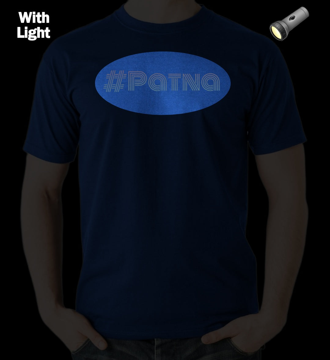 Auraska Royal Blue HD Reflective #PATNA Printed T-Shirt