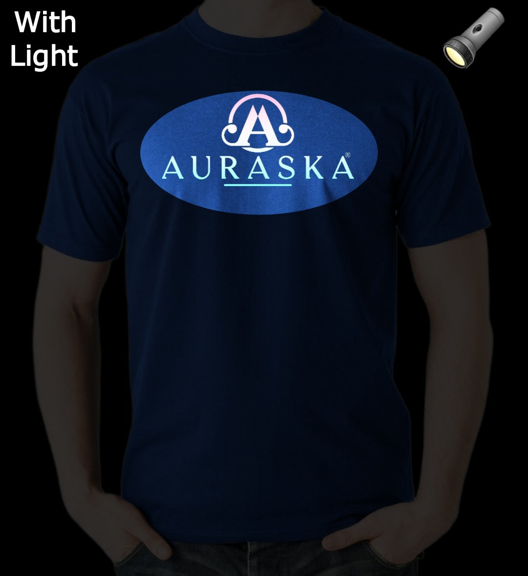 Auraska Royal Blue HD Reflective Brand Logo Printed T-Shirt