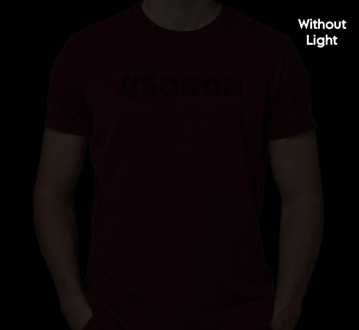 Auraska Maroon HD Reflective #SARAN Printed T-Shirt