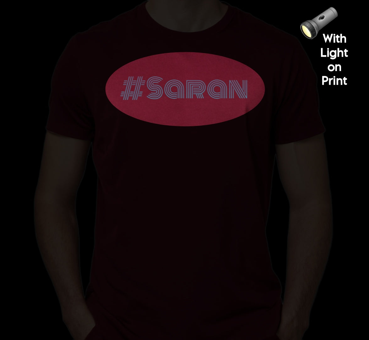 Auraska Maroon HD Reflective #SARAN Printed T-Shirt