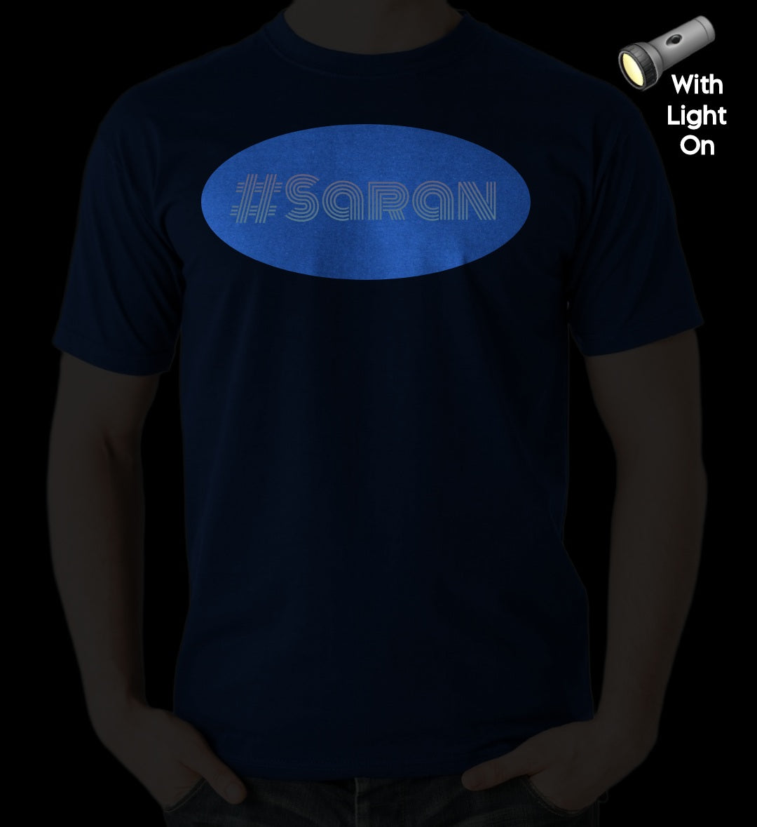 Auraska Royal Blue HD Reflective #SARAN Printed T-Shirt