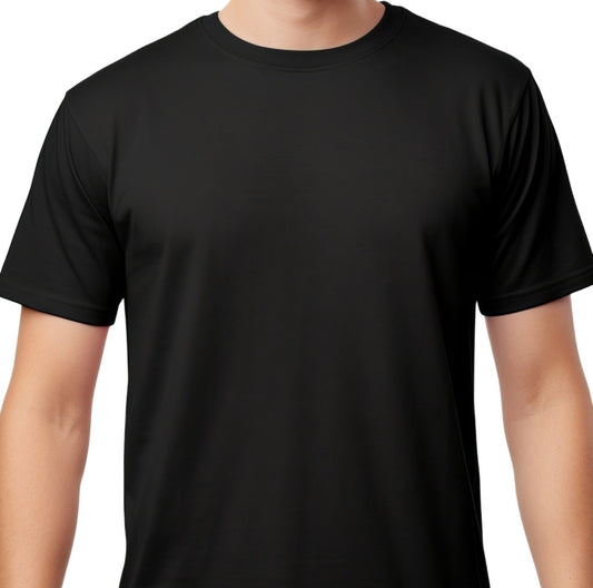 Auraska Black Solid T-Shirt