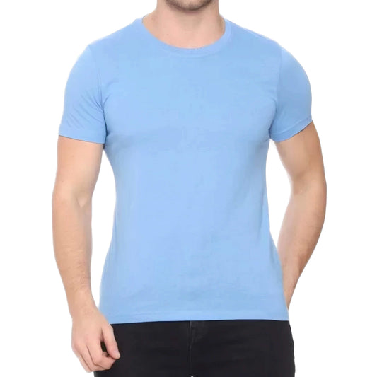 Auraska Sky Blue Solid T-Shirt