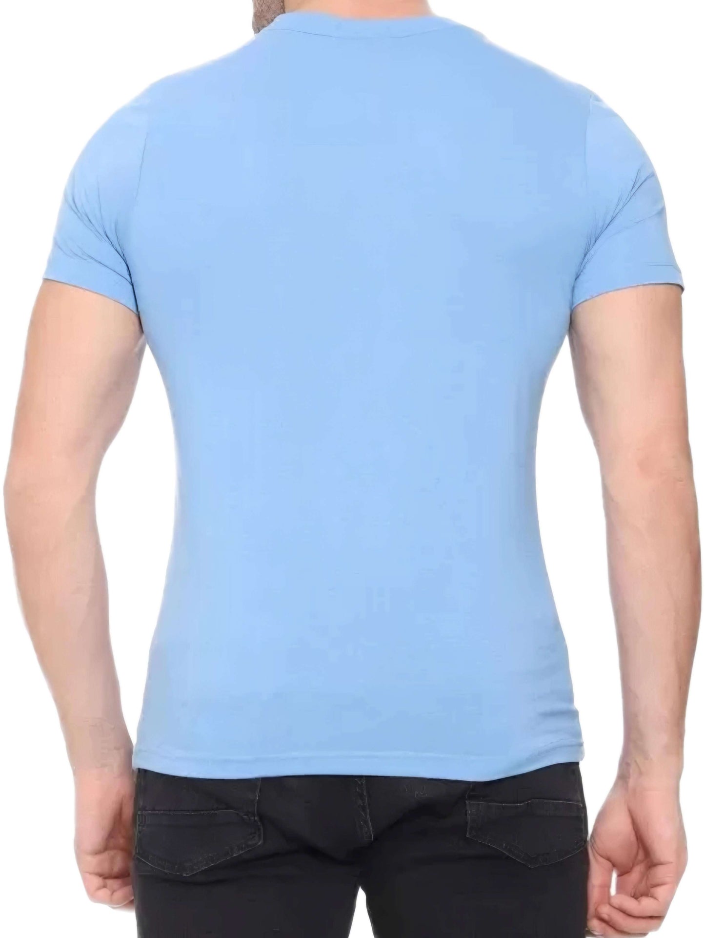 Auraska Sky Blue Solid T-Shirt